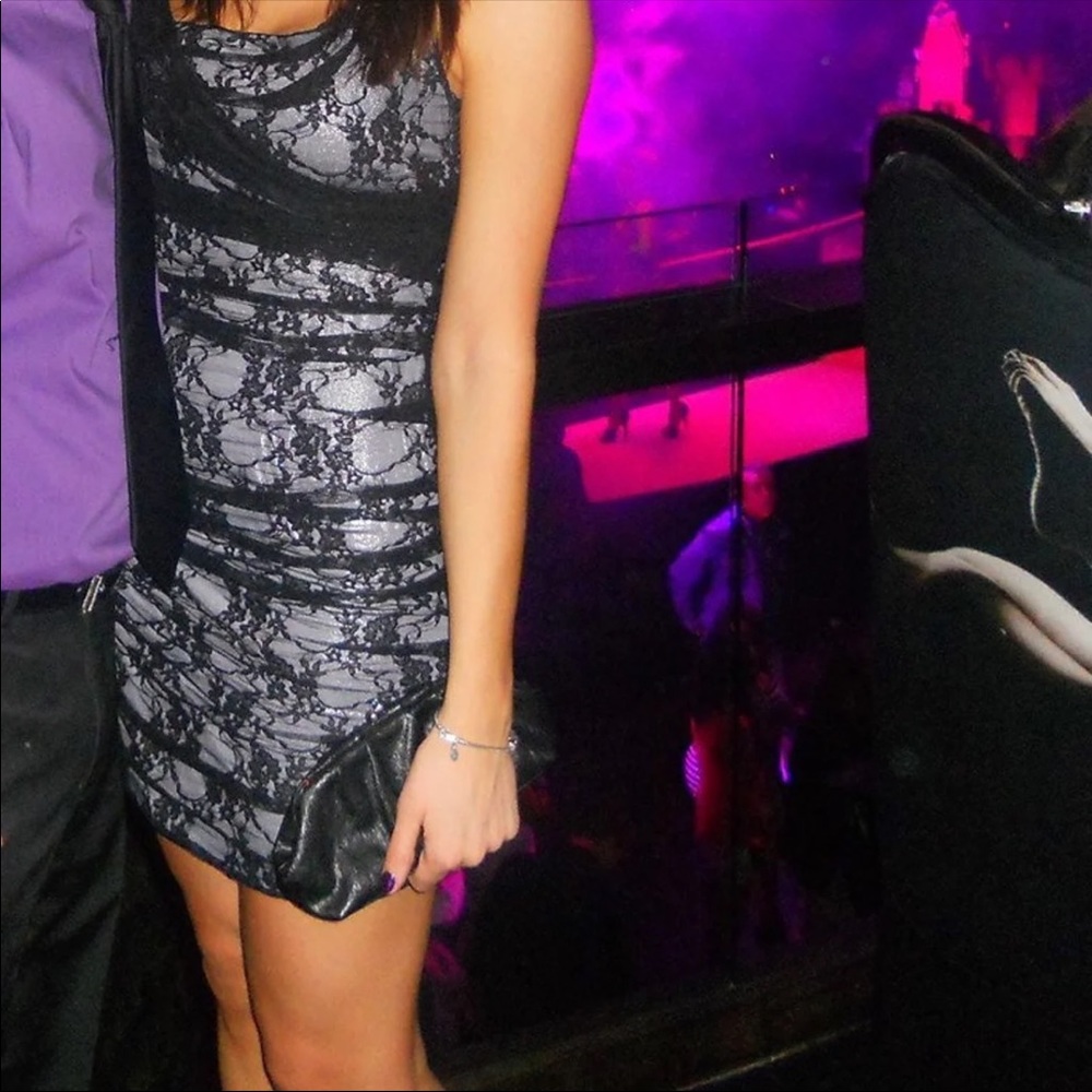 Express silver and black cocktail dress